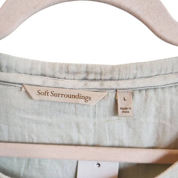 Soft Surroundings Shirt Large Pale Gray Charlotte Top Women's Embroidered NEW - Picture 5 of 13